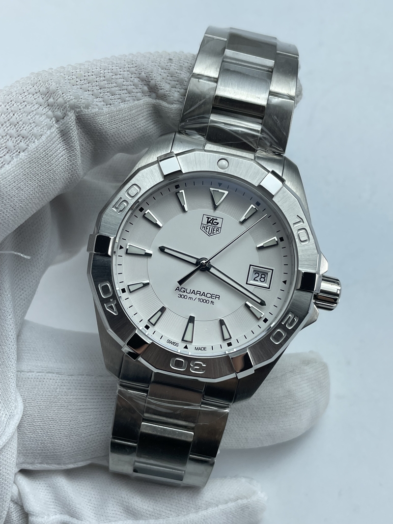 (준비완료/특급배송)NO.3580/신공장 태그호이어 아쿠아레이서 300M 쿼츠 스틸 화이트다이얼